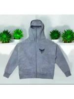 Front-Side-Of-the-Arm-Crystal-Balaclava-Zip-Up-Hoodie-in-Grey-Color