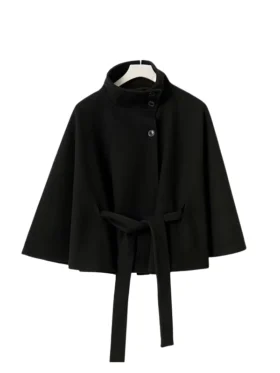 Gina Tricot Belt Cape Jacket - Black