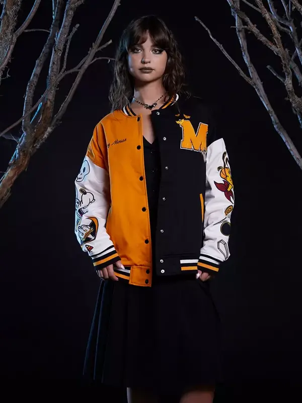 Her Universe Disney Halloween Split Oversized Varsity Jacket Her Universe Disney Halloween Split Oversized Varsity Jacket