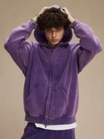 Inflation-Washed-Distressed-Fleece-Zip-Up-Hoodies-Purple
