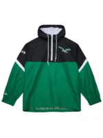 Mens-Mitchell-Ness-BlackGreen-Philadelphia-Eagles-Tie-Breaker-Vintage-Logo-Lightweight-Anorak-Half-Zip-Windbreaker-Jacket
