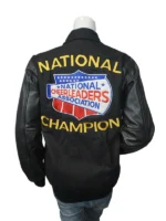 NCA Varsity Jacket back view highlighting the clean minimalist design and premium shoulder construction.