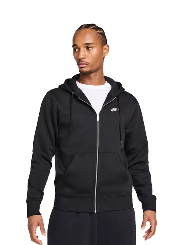 Nike Club Mens Full Zip Fleece Hoodie - Black Nike Club Mens Full Zip Fleece Hoodie - Black
