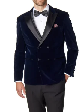 Mens Tuxedo Double Breasted Velvet Blazer