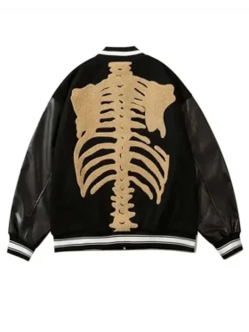 Skeleton-Bone-Harajuku-Halloween-Fur-Varsity-Jacket