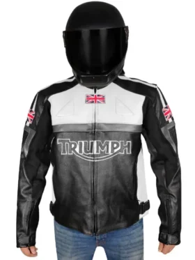 Triumph Motorcycle Leather Racing Jacket For Men