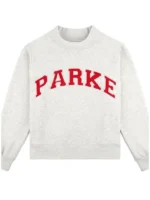 Classic athletic style Varsity Mockneck Sweatshirt with striped sleeves.