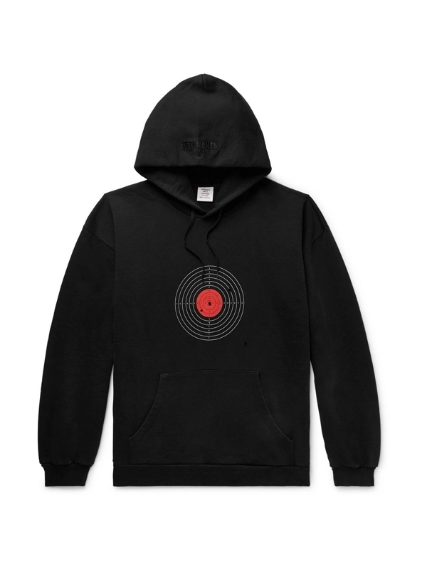 Vetements Distressed Printed Black Hoodie Vetements Distressed Printed Black Hoodie
