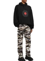 Vetements Distressed Printed Black Hoodie