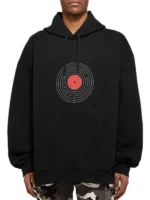 Vetements Distressed Printed Black Hoodie