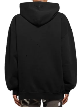 Vetements Distressed Printed Black Hoodie