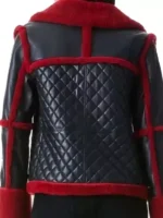 Womens B3 Shearling Aviator Jacket - Black And Red