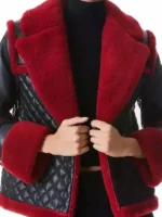 Womens B3 Shearling Aviator Jacket - Red And Black