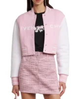 Womens Givenchy Cropped Pink varsity Jacket