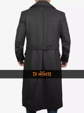 men's grey double breasted trench coat