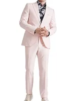 Mens Summer Groom Wear 3 Piece Pink Suit