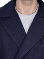 Aaron Men’s long wool coat blue Double Breasted