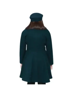 Ana Womens Forest Green Double Breasted Flare Wool Coat – Regular Fit