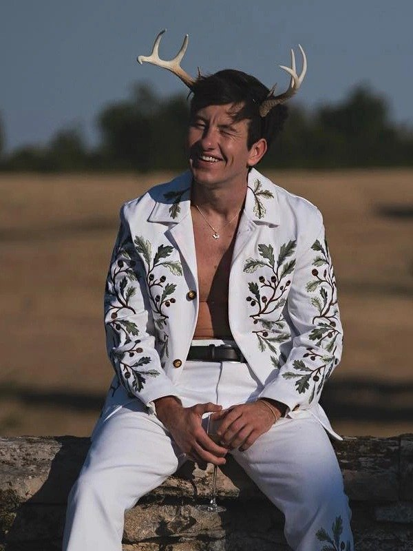 Barry Keoghan White Embroidered Jacket Barry Keoghan White Embroidered Jacket