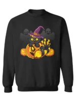 Cat Witch Hat Pumpkin Sweatshirt