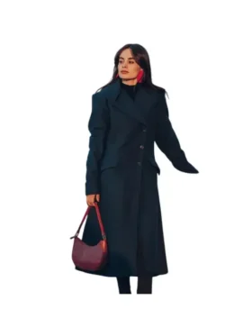 Clarice Womens Long Green Wool Coat Overcoat for Women