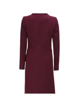 Connie Regular Fit Maroon Long Wool Coat – Overcoat for Women