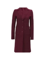 Connie Regular Fit Maroon Long Wool Coat Overcoat for Women