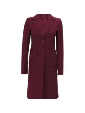 Connie Regular Fit Maroon Long Wool Coat Overcoat for Women