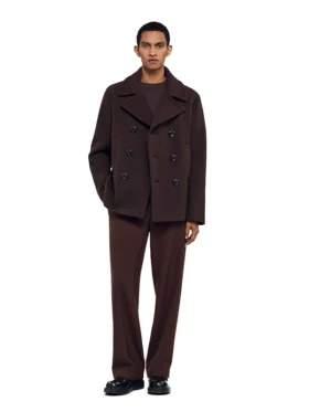 Double-breasted wool pea coat