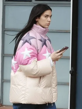 Dua Lipa Pink Puffer Jacket