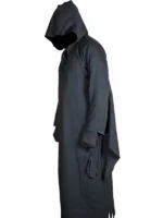 This cinematic edition Ghostface Costume Scream 2023 Horror Outfit features a hooded cowl design made from high-performance polyester composite. The robe is matte black for non-reflective chromatic resilience and includes shredded "wing" detailing for a realistic horror look.