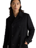 Italian Wool Black Double Breasted Topcoat