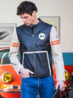 Mans Karl 24H Le Ecru black Leather Jacket