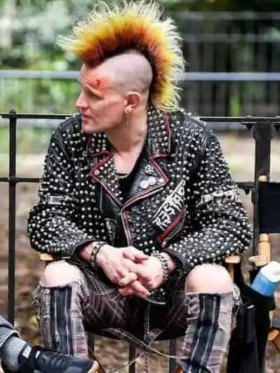 Matt Smith Caught Stealing 2025 Studded Leather Jacket