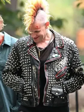 Matt Smith Caught Stealing 2025 Studded Leather Jacket