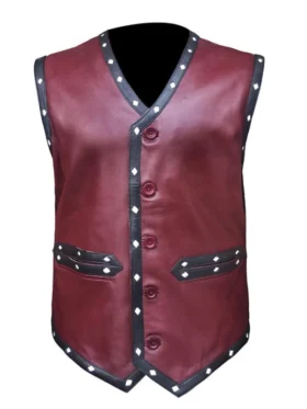 Michael Beck The Warriors Maroon Leather Vest