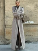 Elsa Hosk Grey Wool Coat
