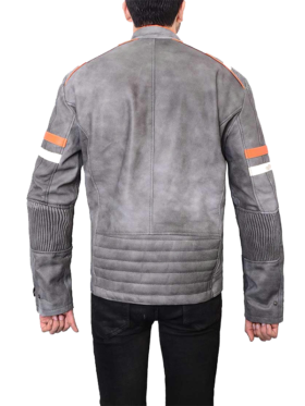 Cafe Racer Grey Waxed Leather Jacket