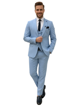 Stefano 3 Piece Sky Blue Suit