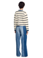 Striped cardigan with denim details