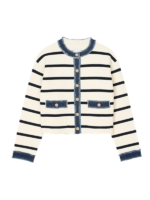Striped cardigan with denim details