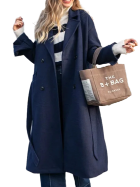 Susan Blue Double Breasted Belted Coat