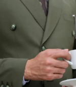 Two Piece Double Breasted Olive Green Suit