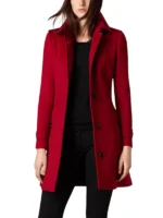Women Luxurious Red Long Wool Coat for Winter