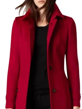Women Luxurious Red Long Wool Coat for Winter
