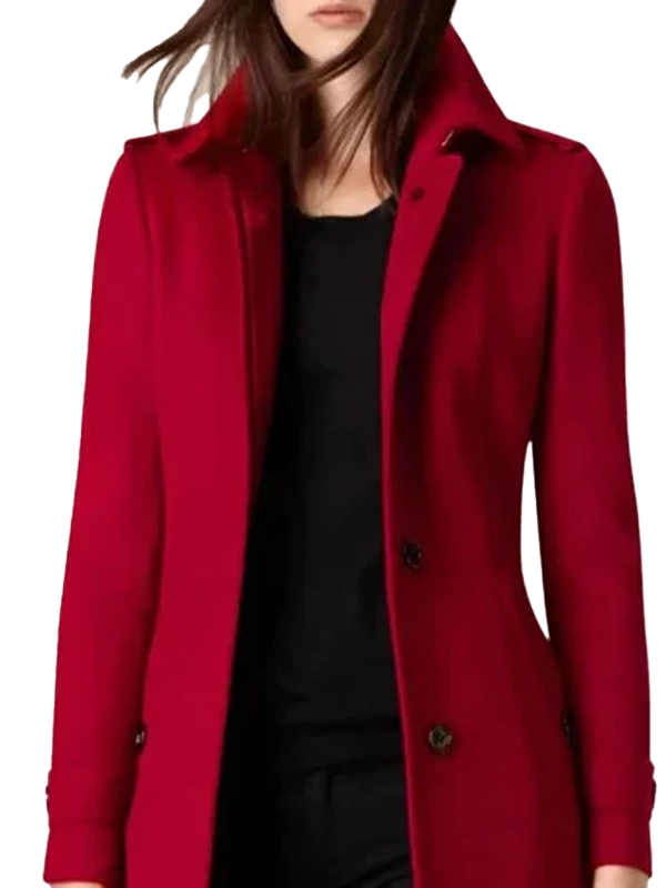 Women Luxurious Red Long Wool Coat for Winter (2) Women Luxurious Red Long Wool Coat for Winter