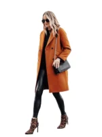 Womens Copper Brown Regular Fit Wool Coat