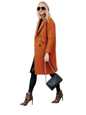 Womens Copper Brown Regular Fit Wool Coat