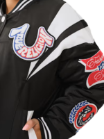 True Religion Satin Varsity Bomber Jacket