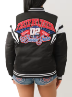 True Religion Satin Varsity Bomber Jacket